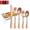 Venda Quente na Amazon Aço Inoxidável Série 1010 Cinco Peças Principais Conjunto de 20/25/30 Peças Talheres Garfo Colher Faca Conjunto Caixa de Presente