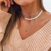 Collar de cadena de serpiente multicapa con cristales negros para mujer, cadena de clavícula, diseño de cadena de cuentas Bobo, moda, comercio exterior, boutique transfronteriza.