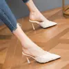 Pantuflas de Tacón Alto con Punta Francesa para Mujer 2026 Nuevas Llegadas de Verano Punta Fina Tacón de Aguja Sexy Lentejuelas Temperamento Versátil Sandalias para Mujer