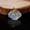 Colgante de Ágata Blanca Natural Ruyi Bolsa de Dinero Collar de Cristal Hecho a Mano con Cuentas Joyería Cuentas Sueltas Gelatina de Lichi Levantar