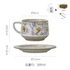 Conjunto de Xícara e Pires para Café em Cerâmica Retrô Pintado à Mão com Cor Sob Esmalte Xícara de Café Cerâmica Copo de Bebida de Alta Qualidade Presente de Aniversário para Casa