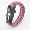 Pulsera de cuerda con paraguas para emergencias, para acampar, supervivencia al aire libre, deportes, brújula de pedernal, pulsera multifuncional