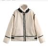 Para Aliexpress Popular Estilo Europeo y Americano Integrado de Piel Efecto Lana de Cordero Chaquetas Europeas y Americanas para Mujer