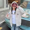Jaqueta Cardigan com Capuz e Zíper para Meninas Outono 2026 Novo Estilo para Meninas Mais Velhas, Blusa Casual Solta com Bolinhas Primavera e Outono, Tendência