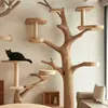 Estrutura de escalada para gatos cama de gato árvore de gato arranhador para gatos villa árvore em formato de madeira maciça uso doméstico tronco de árvore decoração de tronco de madeira integrado grande suporte para gatos