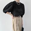 2024 Verão Lotte Novo Estilo Elegante Commuter Puff Manga Meia Manga Lace-up Chiffon Camisa Top Roupas Femininas