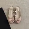 Sandalias Nuevas de Estilo Primavera-Verano 2026 para Mujer con Moño y Tacón Grueso con Correa Trasera, Zapatos de Salón de Tacón Alto Estilo Hada Color Nude para Uso en Exteriores