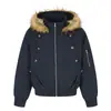 Jaqueta de algodão com capuz e gola de pelo removível masculina de inverno com botões design resistente pregas casaco de algodão folgado marca da moda