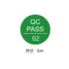 Etiqueta QCPASS, a base de papel, autoadhesiva, redonda, verde, para inspección de productos, indicando que el producto ha pasado la inspección