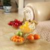 Prato de frutas simples moda leve estilo de luxo plástico transparente sala de estar doméstica multi-camada alta perna chá doce prato atacado