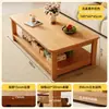 Mesa de centro estilo madeira, adequada para apartamentos pequenos, uma mesinha de dois andares para uso doméstico, uma mesa de centro quadrada simples e minimalista para sofás, ideal para imóveis de aluguel
