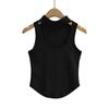 Europeu e Americano Spice Girl Design Sense Hollow-out Neck Vest Mulheres Verão Sexy Outer Wear Slim-fit Mangas Short Top