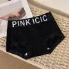 Novas Cuecas Boxer de Algodão Puro com Entrepernas Estendido Simples para Menina Sem Costura de Algodão Respirável Cintura Média Shorts Triângulo com Letra