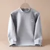 Camiseta Térmica de Lã para Crianças 2026 para Meninos e Meninas, Top de Camada Única em Fleece Polar de Gola Média, Roupa de Casa de Manga Longa para Meninas e Estudantes