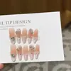 [Liuguang] Estilo Ins Uñas Portátiles Puras Hechas a Mano Parches de Manicura de Longitud Media de Gama Alta Uñas Postizas Venta al por Mayor