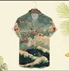 Camisa de Manga Corta de Verano Nueva para Hombre Europea y Americana Feihe Impresión Digital 3D Moda Hawaiana Casual Ropa para Hombre