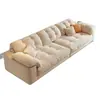 Sofá de Tela de Cuero con Forma de Pata de Gato Simple Lujo Ligero Alquiler Fila Recta Sofá Nube Hogar Apartamento Pequeño