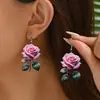 Par Transfronterizo de Pendientes Acrílicos 2D de Flor de Rosa Pendientes Acrílicos de Navidad Día de San Valentín Accesorios para Mujer