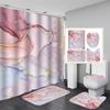 Cortina de Ducha de Baño de Mármol Transfronteriza Cortina de Ducha Impermeable Tela Juego de Cuatro Piezas Dropshipping Antideslizante