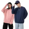 Sudadera Pulóver Redonda Oversize Estilo High Street Americano para Hombres y Mujeres 2026 Primavera/Otoño Nuevo Estilo Color Sólido Versátil