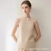 Nuevo camisole 100% cachemira para mujer, capa interior con cuello en U, top cálido, chaleco base de punto de cachemira holgado y cómodo
