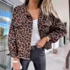 Europa y Estados Unidos transfronterizo AliExpress 2024 nuevo primavera y otoño Abrigo de mezclilla estampado de leopardo manga larga corto holgado casual