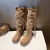 Nuevas botas de plataforma de tacón alto de gamuza vintage para mujer 2026 con flecos, botas de caña alta estilo western primavera/otoño