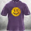 2025 Nueva Camiseta Básica Lavada y Desgastada Retro Europea y Americana Estampado Animal Casual Holgada de Manga Corta para Hombres y Mujeres