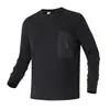 Camada Base de Lã G-stone Masculina com Bolso com Zíper, Duplamente Escovada, Armazenamento de Calor, Travamento de Temperatura, Antiestático, Elástica, Manga Longa