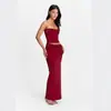 Traje de Moda Sexy de Verano para Mujer de Estilo Europeo y Americano Transfronterizo, Top de Tubo, Falda Larga, Set Delgado de Dos Piezas Más Vendido en Amazon