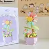 Suculento Ramo de Rosas en Maceta, Planta de Flores Eternas, Juguete Educativo de Ensamblaje, Regalo de Cumpleaños para Niña, Bloques de Construcción al por Mayor