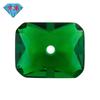 Huagang Gema Mesa Superior Agujero Central Rectangular Bisel Flor de Coche Vidrio Verde Gema Verde Artificial Anillos