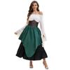 Comercio Exterior Transfronterizo Falda Grande Retro Medieval Dobladillo Grande Falda Larga Irregular Roja y Blanca Ropa Top con Ceñidor en la Cintura