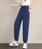 Calça Esportiva Feminina Fina de Verão Casual Solta com Amarração na Perna Emagrecedora Respirável Secagem Rápida para Corrida Iniciantes Fitness