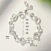 Pulsera de Cuatro Hojas de Amatista Natural para Mujer, Lujo Ligero, Moda, Trébol, Pulsera de Cristal Blanco, Joyería al por Mayor