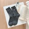 Calcetines de algodón con bordado de encaje para mujer, calcetín de tubo, para otoño e invierno, venta al por mayor, 2024