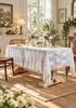 Mantel Rectangular de Encaje, Disponible en Stock, Diseño de Encaje Floral de Poliéster con Opciones de Flecos de Borlas o Borde Festoneado para Comedor, Boda, Fiesta y Decoración del Hogar, Suministro Directo de Fábrica