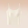 Camisola simples de gola redonda, regata térmica feminina com bojos embutidos, não precisa de sutiã, respirável, confortável e que valoriza a silhueta, roupa íntima térmica