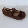 Sapatos Mary Jane para Uso Externo, Sapatos Peludos, Sapatos Bean com Solado Macio, Vento Quente à Prova D'água Antiderrapante de Fada 2025 Sapatos de Algodão com Forro de Lã para Outono e Inverno