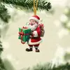 2024 Novo Cruzamento Papai Noel Árvore de Natal Pequeno Pingente Decorações de Natal Pingente Plano de Acrílico