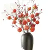 Simulación de Rama de Fruta de Caqui Adornos de Flores Artificiales Adornos Decorativos para Sala de Estar Arreglo floral Ramo de flores De pie Flores secas Decoración Suave para el Hogar