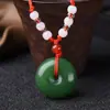 Colgante Hebilla de Seguridad Verde de Mongolia Exterior Collar de Jade para Hombres y Mujeres Colgante Hebilla de Seguridad de Jaspe Imitación Jade Blanco Joyería de Negocios