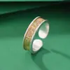 Anel de Prata Yilu S999.9 Prata Pura Método Antigo Dourado Incrustado Vazado Padrão Folha de Tang Tendência Chinesa Artístico Fábrica de Anéis de Prata Atacado