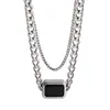 Estilo genial ~ collar de gemas negras de doble capa cadena de clavícula simple niche ins mismo que el de la celebridad de internet estilo coreano collar de alto nivel