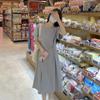 Nuevo vestido sencillo estilo Hong Kong con abertura para mujer, elegante diseño de nicho de verano, con sensación adelgazante, vestido largo cruzado.