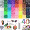 Venta al por mayor transfronteriza en stock 40 colores de pedrería plana de resina 3 mm juego de colores mixtos pedrería de resina para decoración de uñas