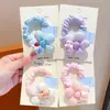 Novidade de Primavera Estilo Infantil Laços de Cabelo de Flor, Presilhas de Cabelo Fofas de Desenho Animado para Meninas Que Não Danificam o Cabelo, Elásticos de Cabelo Tipo Intestino Delgado, Cordas de Cabelo