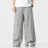Calça de Linho com Pingente de Nove Pontos Masculina Primavera e Verão Fina de Algodão e Linho Calça Masculina Tamanho Grande Solta Cadarço Elástico Reta Calça Casual
