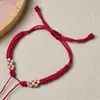 Fio de Pulseira Semi-Acabado com Nó Flor de Pessegueiro Original Tecido à Mão Pulseira da Sorte Fio Trançado DIY Fio de Jade Pulseira Estilo Chinês