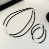 Plata de Ley s925 Ónice Negro Plata Rota Collar para Mujer Plata Rota Varios Pulsera de Dos Pares Cadena Brillante para Clavícula con Cuentas